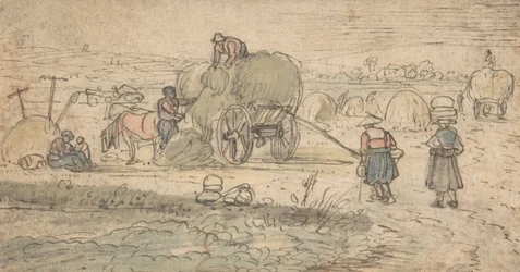 Contadini che caricano il fieno