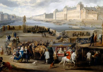 Veduta di Parigi con il Louvre, presa dal ponte Henri IV