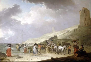 Compagnia elegante sulla spiaggia di Scheveningen, 1787