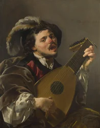 Olandese: Zingende lute spelen man Un uomo che suona un liuto