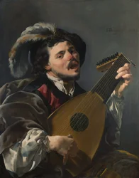 Olandese: Zingende lute spelen man Un uomo che suona un liuto