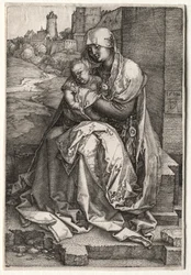 La Vergine e il Bambino Seduti vicino al Muro