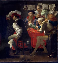 Vocazione di San Matteo Gesù lascia Cafarnao incontra Matteo e gli chiede di seguirlo. Questo si alza e lo segue. (dettaglio)