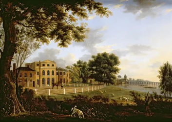 Veduta della fattoria di Chelsea con il Tamigi e il ponte di Battersea, 1790