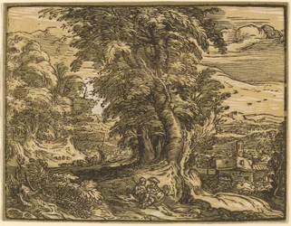 Paesaggio con coppia di pastori