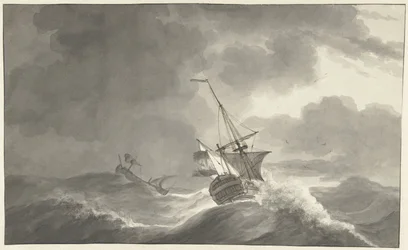 Due navi in mare durante una tempesta
