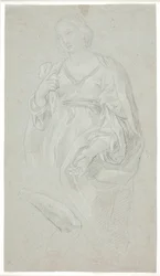Donna in Piedi. Mezzo Corpo. Studio di un Braccio
