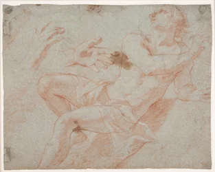 Studio di modello maschile sdraiato e di mani