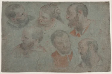 Studio con sette teste dopo Veronese: Le nozze di Cana