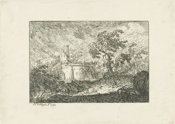 Paesaggio con pioggia e tempesta