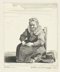 Vecchia donna seduta con rosario