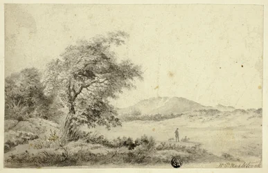 Paesaggio con coppia e cane