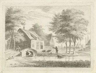 Paesaggio con un ponte di pietra