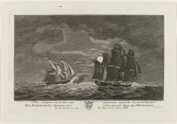 Sextroh insegue la Marianne, 1782 (La caccia alla nave inglese The Marianne Capt. Phielskerk da parte del corsaro di Zierikzee Capt. J:W:Sextroh la sera del 20 novembre 1782)
