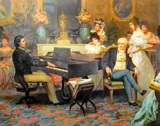 Chopin suona il pianoforte nel salone del principe Radziwil