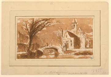 Disegno, città su un canale, 1750-70