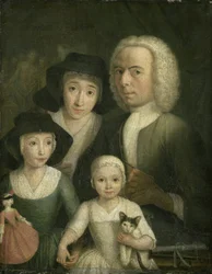 Autoritratto con sua moglie Sanneke van Bommel e i loro due figli