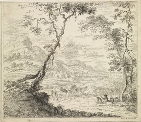 Paesaggio con pescatori presso un fiume