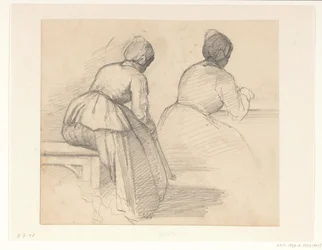 Due studi di una donna seduta, vista di schiena