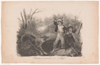 Bambini e un lupo nel bosco