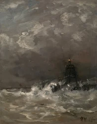 Faro tra le onde infrante. Circa 1900-07