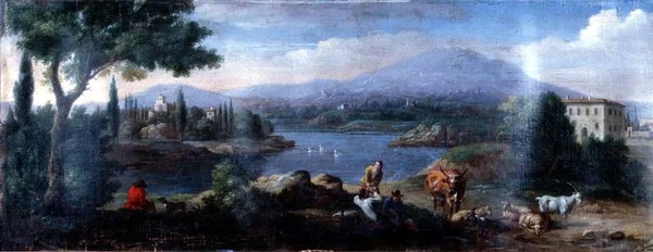 Paesaggio Italianizzante, con Mandriani a Riposo