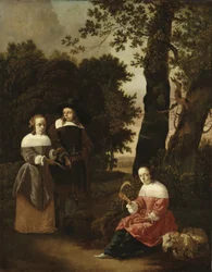 Una coppia e una pastorella in un paesaggio, 1661