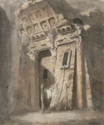 Arco in Rovina con una Fila di Panni Stesi, forse a Roma