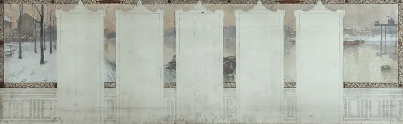 Bozzetto per il municipio di Asnières: Inverno. La Senna ad Asnières, circa 1900