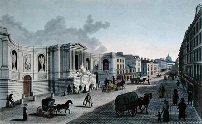 Veduta della fontana sulla Rue de Grenelle, Faubourg St. Germain, incisa da Grimberghen, c.1815-20