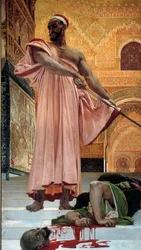 Esecuzione senza processo sotto i re moreschi. Il boia spacca la testa del colpevole. Dipinto di Henri Regnault (1843-1871), 1870, dimensioni 3,02 x 1,46 m, Parigi, Musée d