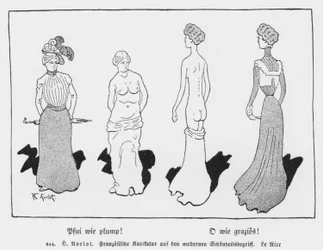 Pooh, come paffuto! Oh, come grazioso!, cartone francese da Le Rire sul concetto moderno di bellezza (litografia)