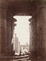 Tebe, Tempio del Ramesseum, Interno della Sala Ipostila, 1870s