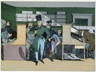 12:00: arrivo del capo della divisione, lavoro obbligatorio - in "Administrative morals" di Henri Monnier