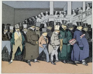 Quattro ore: gli impiegati se ne vanno, dimenticati fino al giorno successivo di qualsiasi questione burocratica - in "Mores administratives" di Henri Monnier