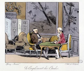 Il complemento degli studi: due uomini discutono in un salone - in "Jadis et aujourd