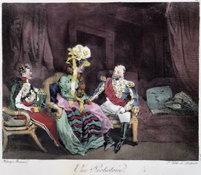 Une protectrice - in "Esquisses parisiennes" di Henri Monnier, ed. Delpech, Parigi