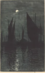 Chiaro di luna nel porto di Dieppe