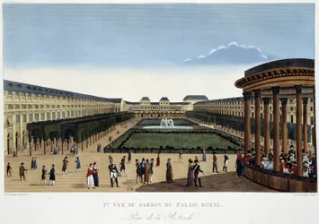 Jardin du Palais-Royal, circa 1820 - in "Vues de Paris" di Courvoisier