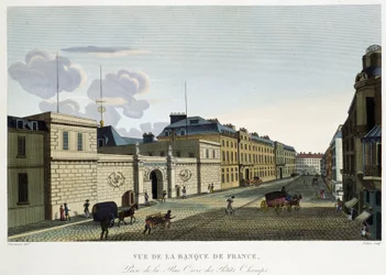 Vista della Banque de France - in "Vues de Paris" di Courvoisier
