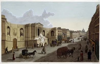 Fontana della rue de Grenelle, circa 1820 in "Vues de Paris" di Courvoisier 1827