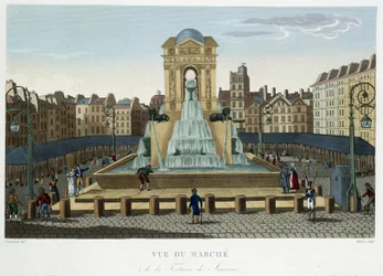 La fontaine des Innocents, circa 1820 - in Vues de Paris di Courvoisier 1827