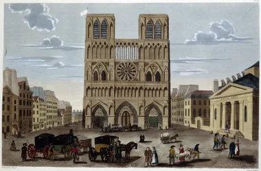 Le parvis de Notre Dame - in Vues de Paris di Courvoisier