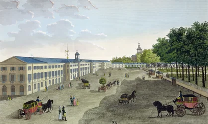 Veduta della nuova galleria del Museo di Storia Naturale al Jardin des Plantes a Parigi, inciso da Claude Fortier (1775-1835)
