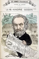 Jean Baptiste André Godin (1817-1888), industriale fondatore della famiglia. Disegno di Demare in 