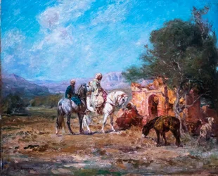 Cavalieri arabi vicino al mausoleo