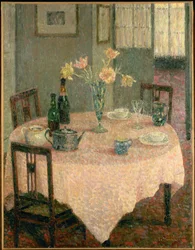 Interno con tovaglia rosa (dipinto)