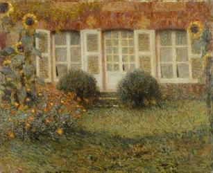 Casa padiglione con girasoli