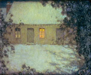 Cottage con il Tetto di Paglia sotto la Neve