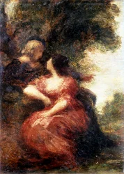 Trovatore e la sua dama. Dipinto di Henri Fantin-Latour (Henri Fantin Latour